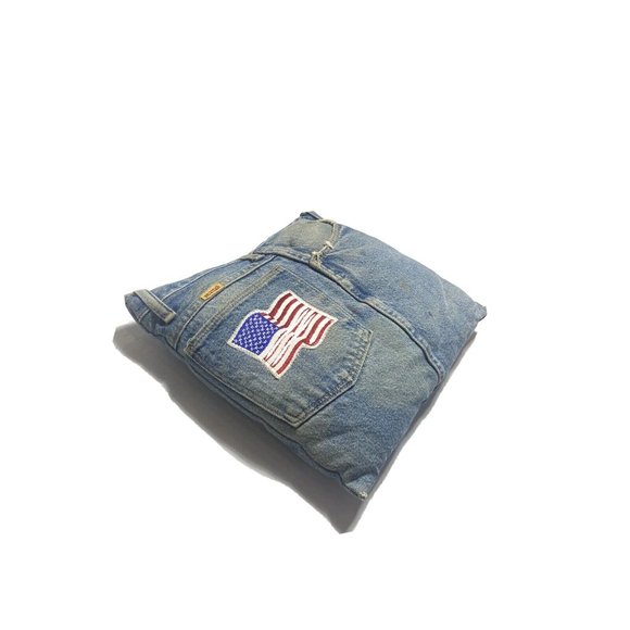 Vintage Custom Jean Accent Pillow 80s 70s Rare Rustler Jeans USA Unique Handmade - Picture 2 of 6